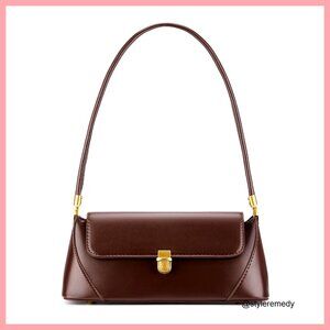 Vegan Leather Shoulder Bag with Buckle Closure, 11x3.5x3.9 Inches, Retro Clutch